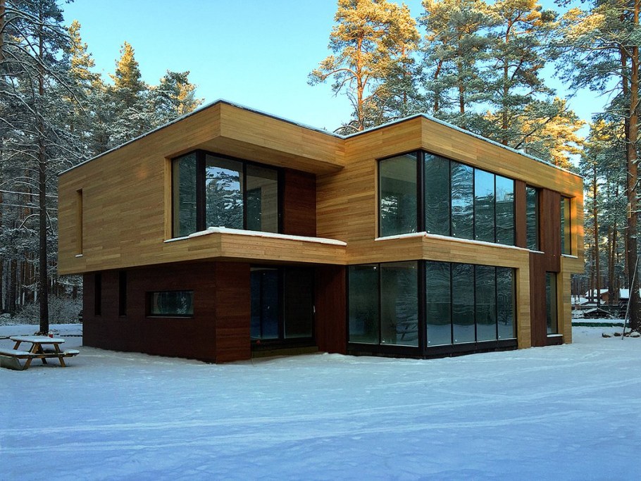 Современный каркасный дом с плоской крышей