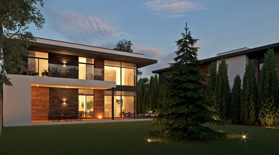 Современный коттедж с панорамными окнами