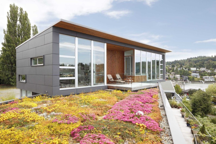 Одноэтажный дом со стеклянным фасадом