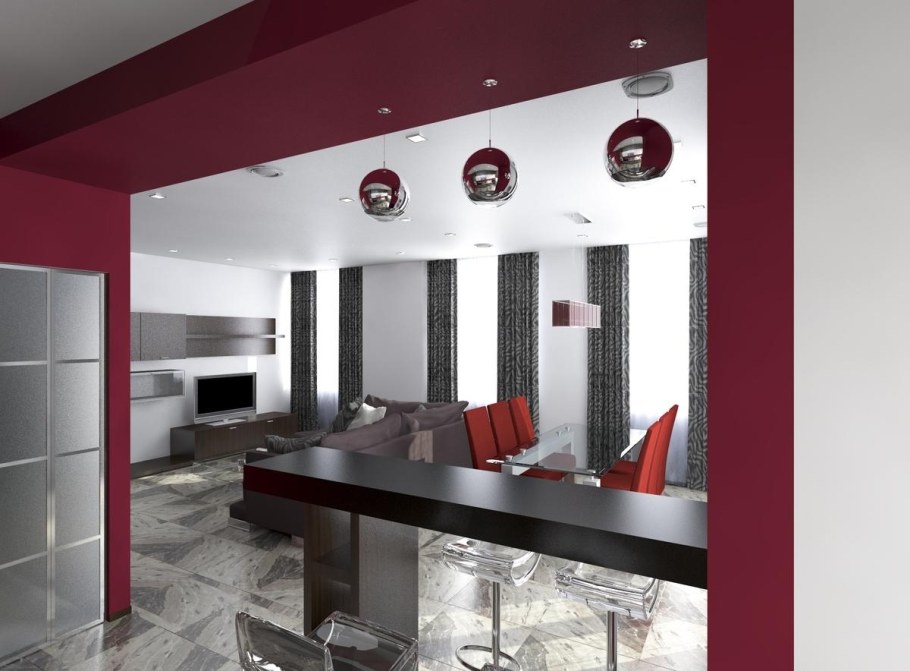 Планировка кухня гостиная перегородка с барной стойкой