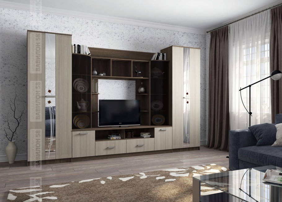 Стенка Венеция ясень светлый/ясень темный