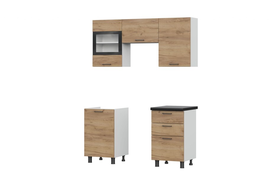 Кухня Аризона 2.0 белый/дуб золотой/черный