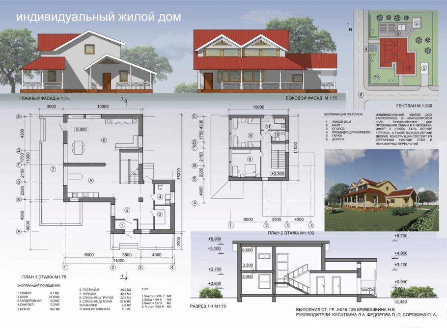 Индивидуальный жилой дом план