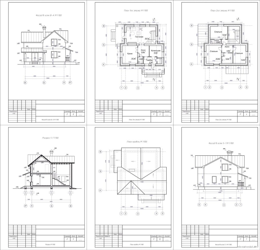 Фасад одноэтажного здания Автокад