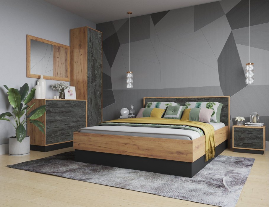 Кровать Николь бетонный камень