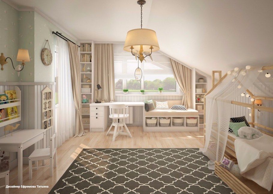 Комната для девочки мансарт