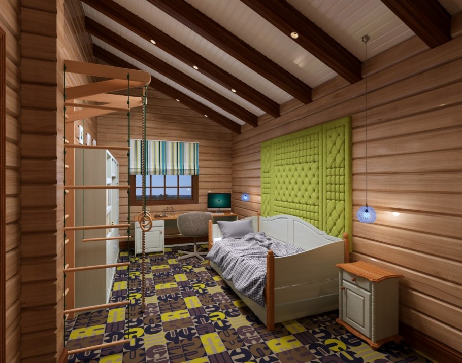 Комната для мальчика в деревянном доме
