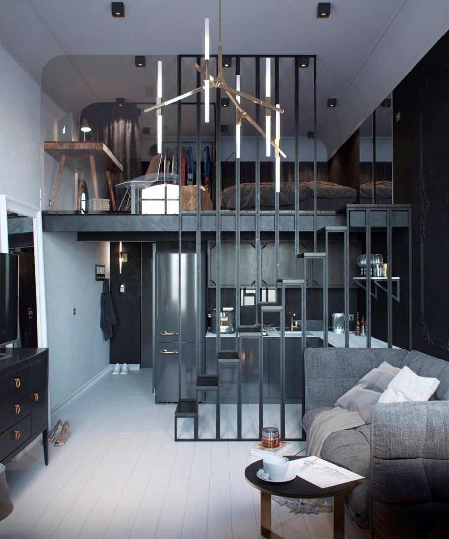 Двухуровневая студия в стиле лофт 20 м2