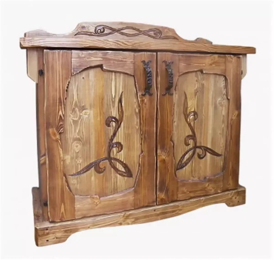 Навесной шкаф из дерева под старину