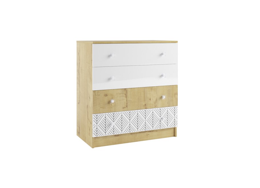 Комод Сканди КМД800.1, дуб Бунратти/белый глянец.