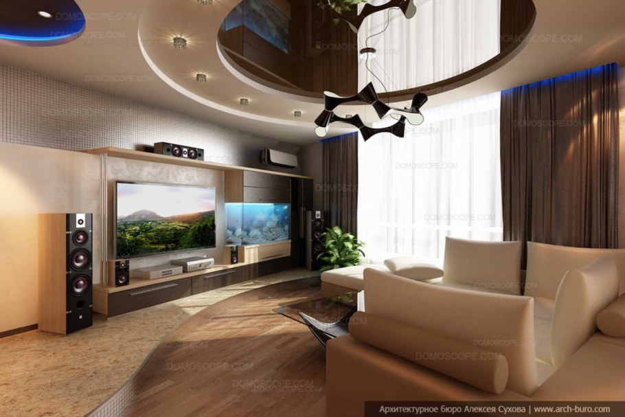 Двухуровневые потолки проекты в интерьере