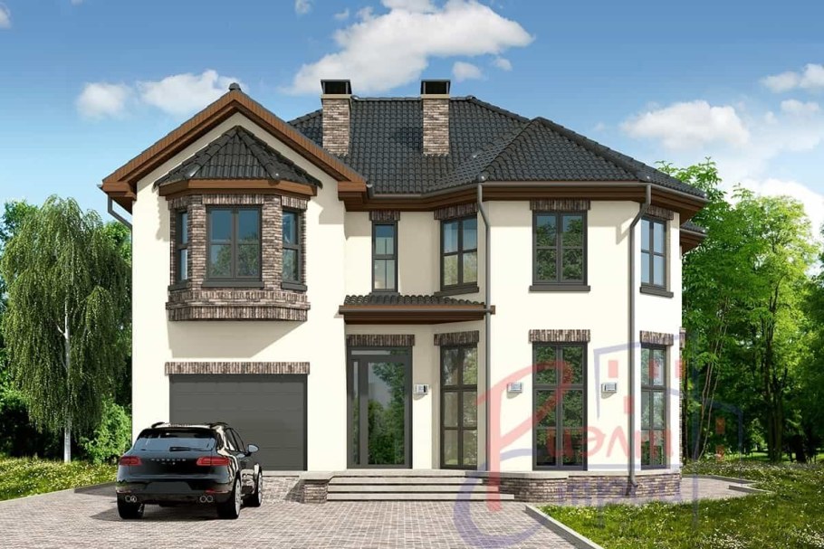 Красивый двухэтажный дом с гаражом