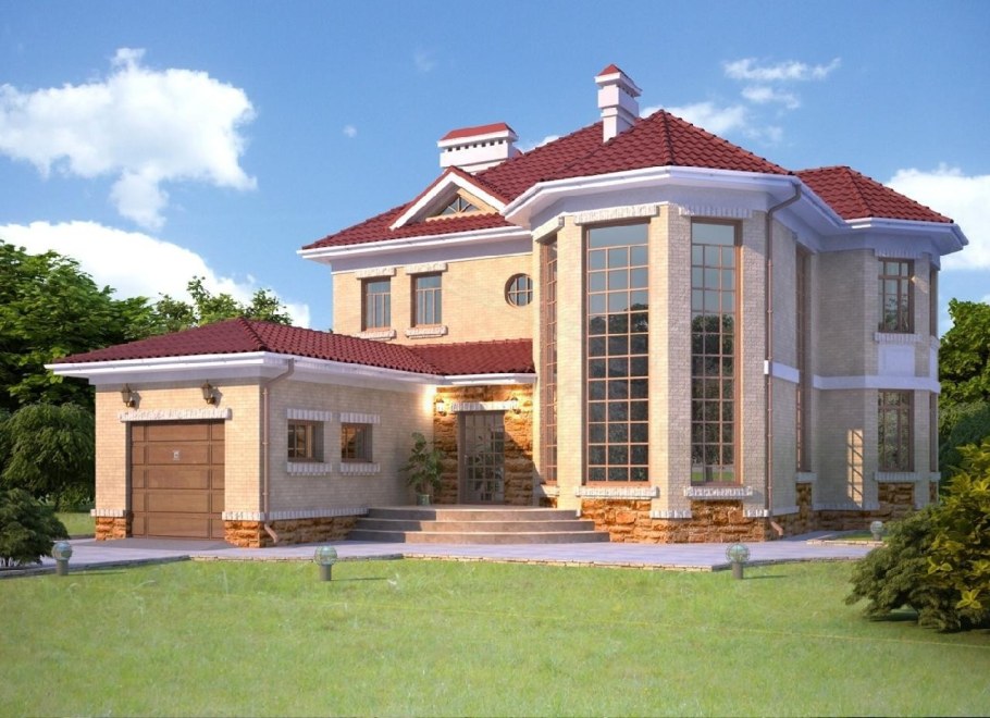 Дом двухэтажный Новация с эркером