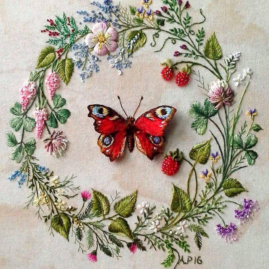 Вера Бурова вышивка бабочки