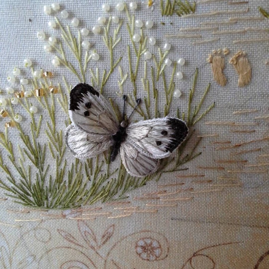 Объемная вышивка гладью