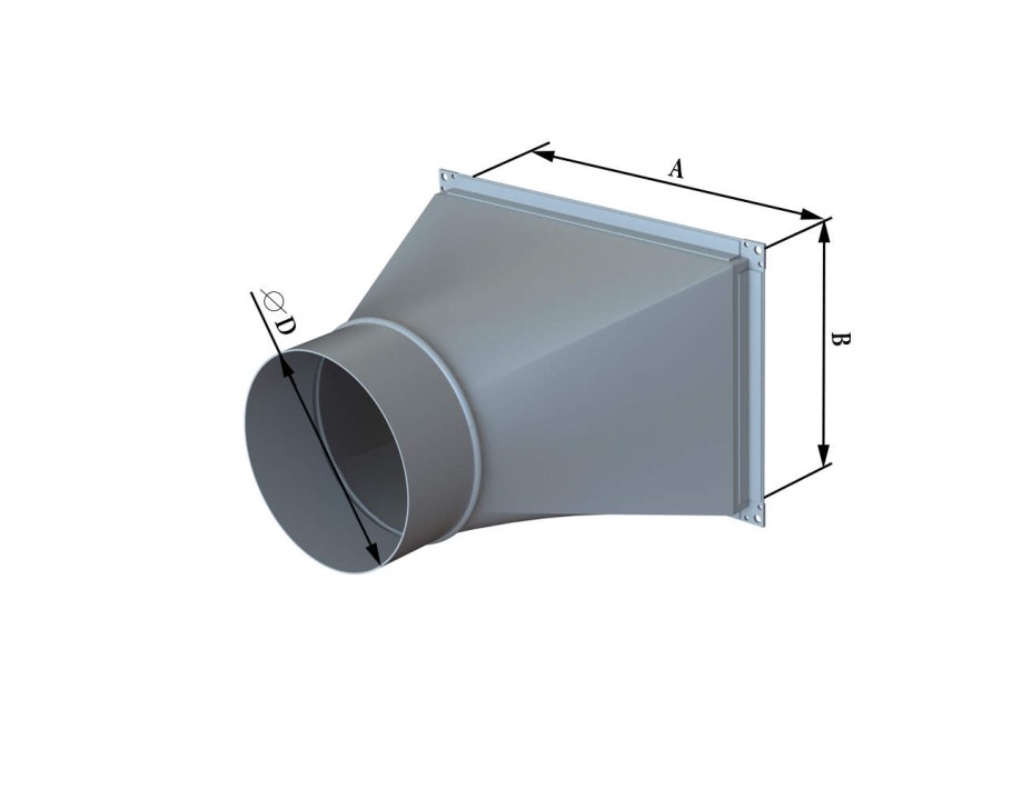 Переходник для вентиляции с квадрата на круг 200мм