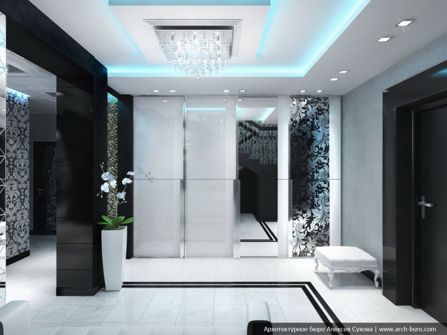 Черно белая прихожая