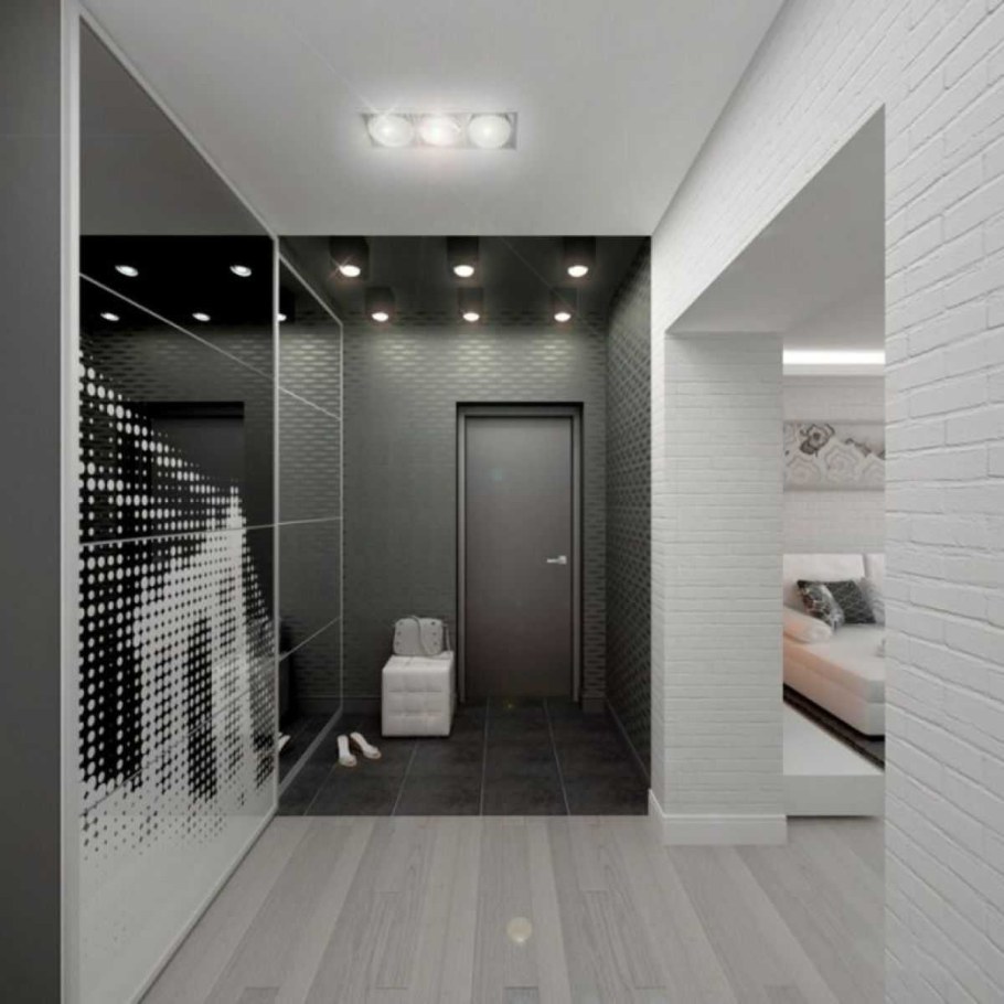 Прихожая в бело сером цвете