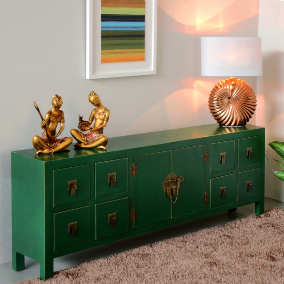 Зелёный комод в интерьере
