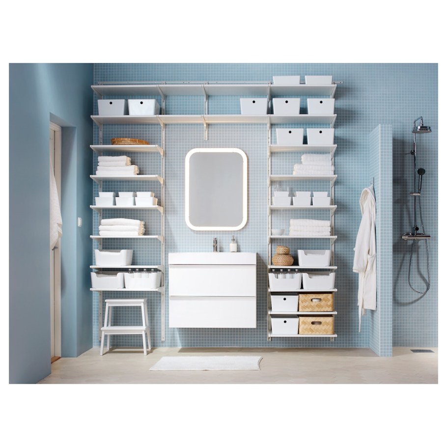 АЛЬГОТ настенная шина/полки, белый, 66x61x197 см