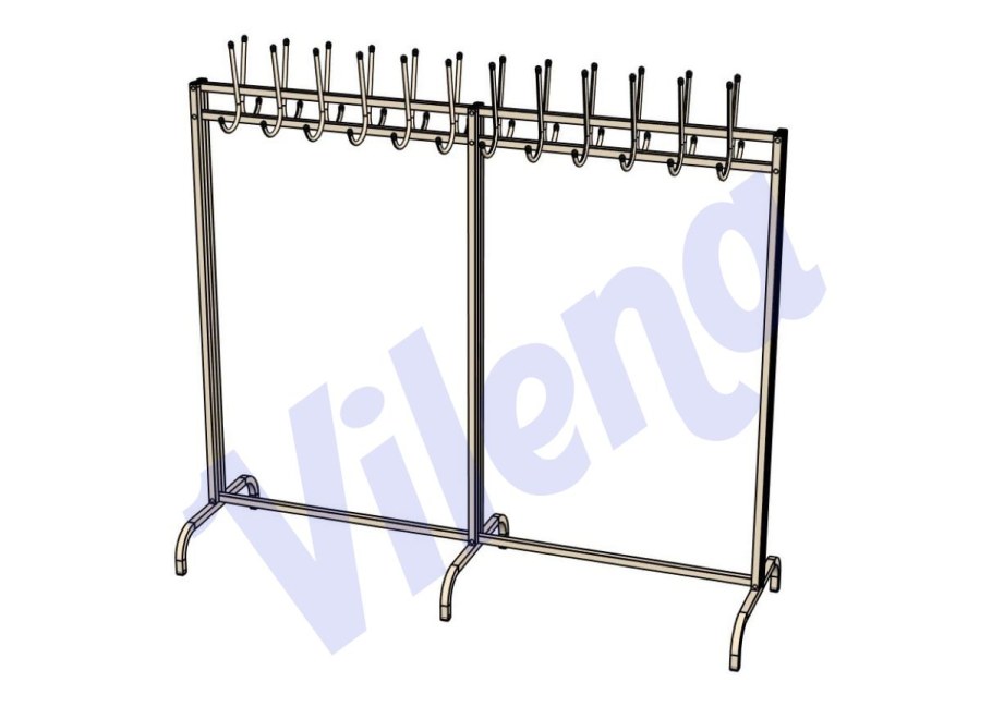 Вешалка гардеробная (l-1500х450х1900)– 14 крючков