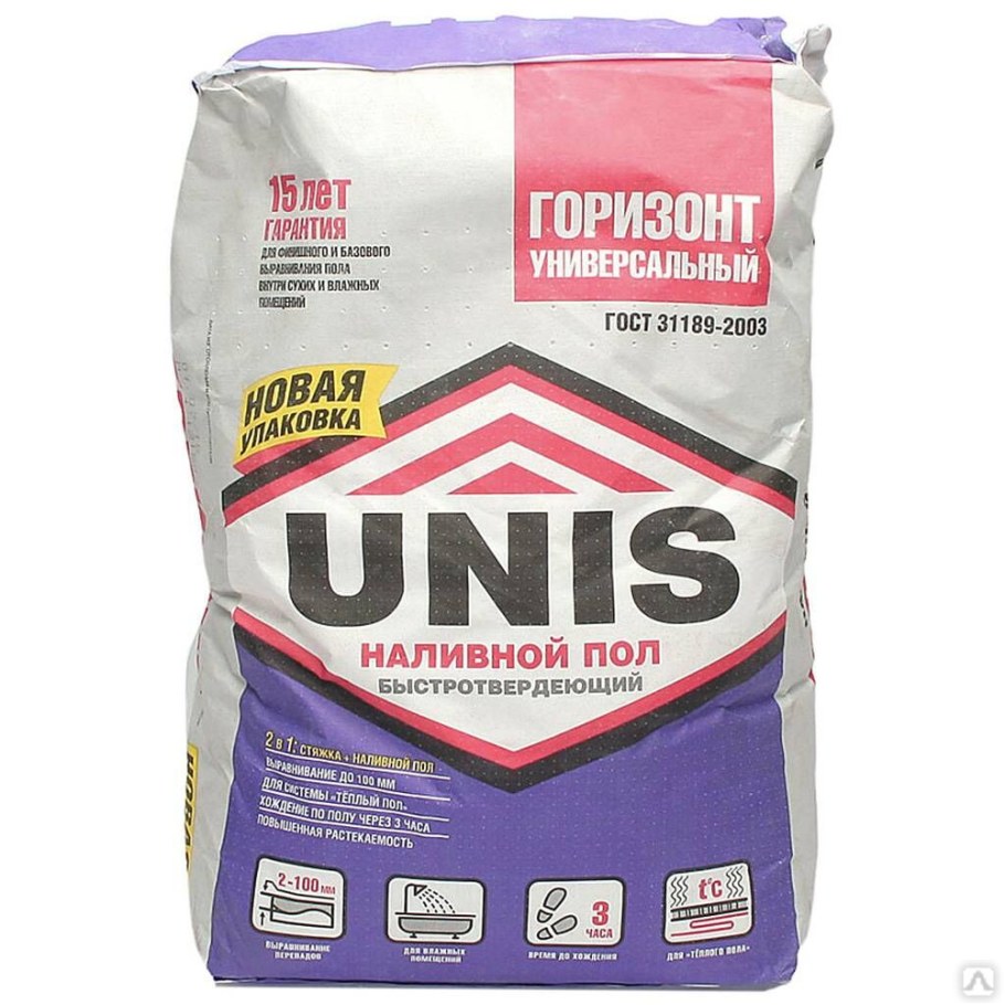 Unis наливной пол Горизонт универсальный быстротвердеющий (25кг/48)