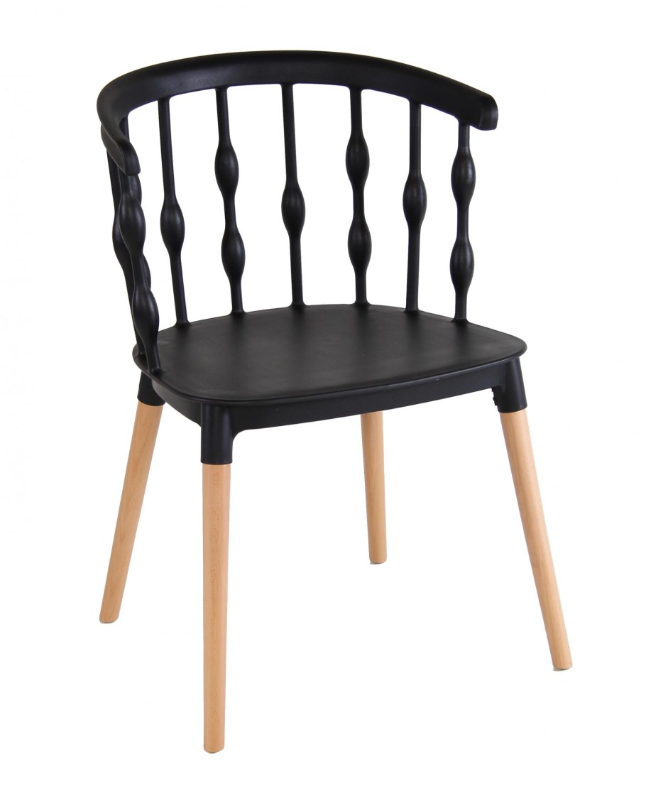 Стул пластиковый на деревянных ножках