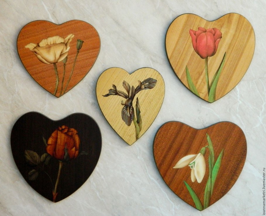 Маркетри цветы из шпона