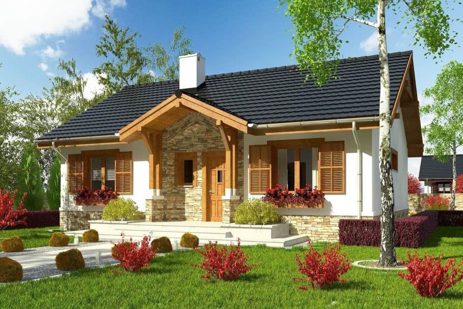 Квадратный дом с террасой