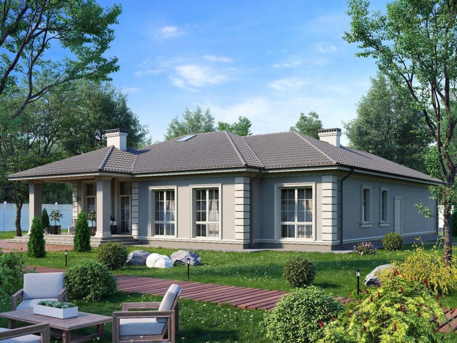 Одноэтажный дом с террасой 100 кв