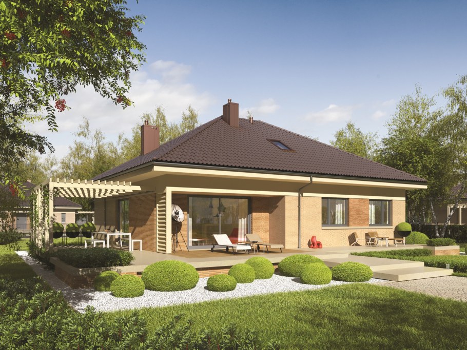 Терраса к кирпичному дому