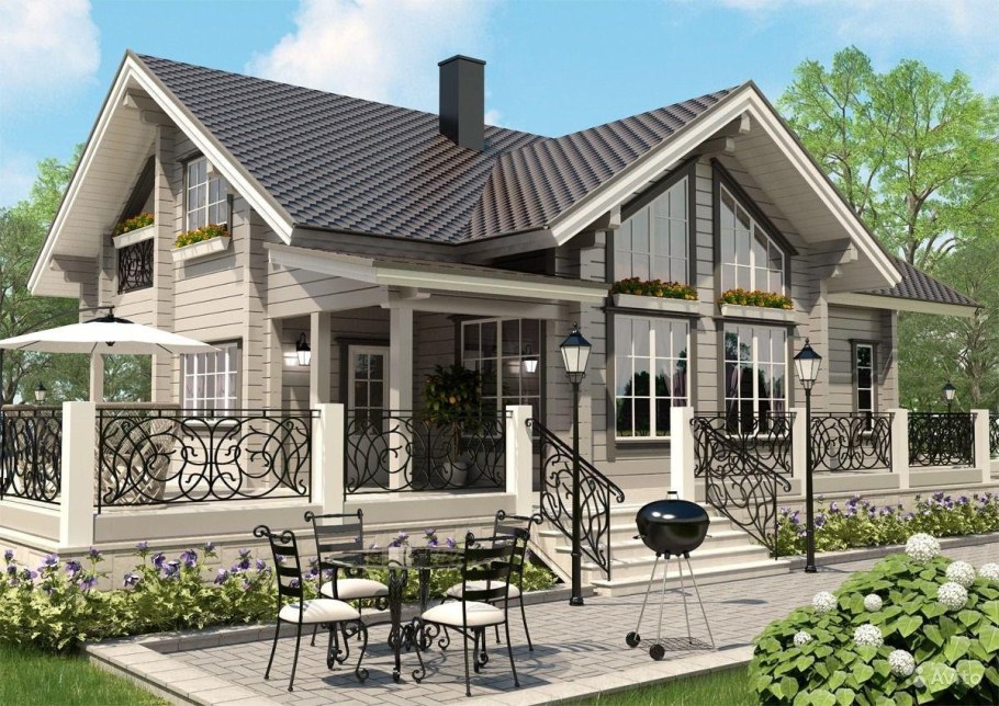 Дом с мансардой и террасой 120кв