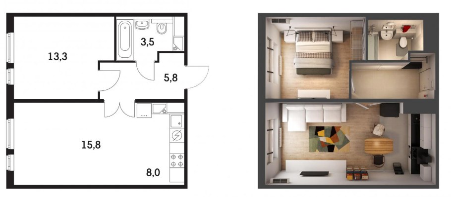 Зонирование кухни-гостиной 20 кв.м