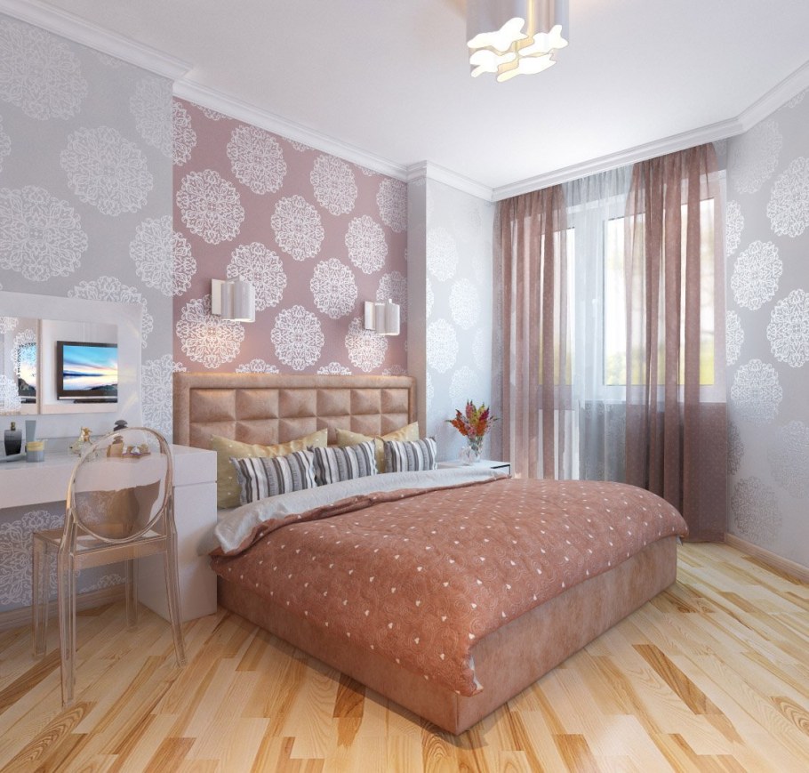 Обои для спальни комбинированные