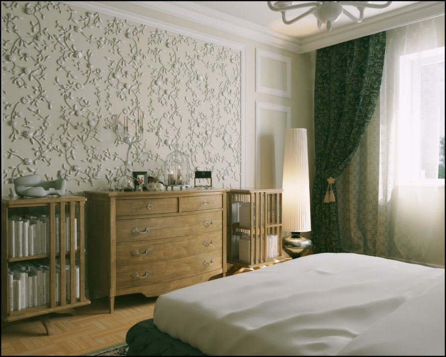 Комбинирование обоев в спальне малогабаритной