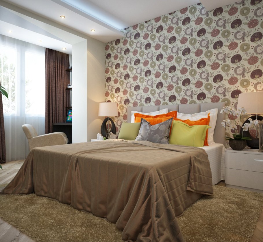 Обои теплых тонов для спальни