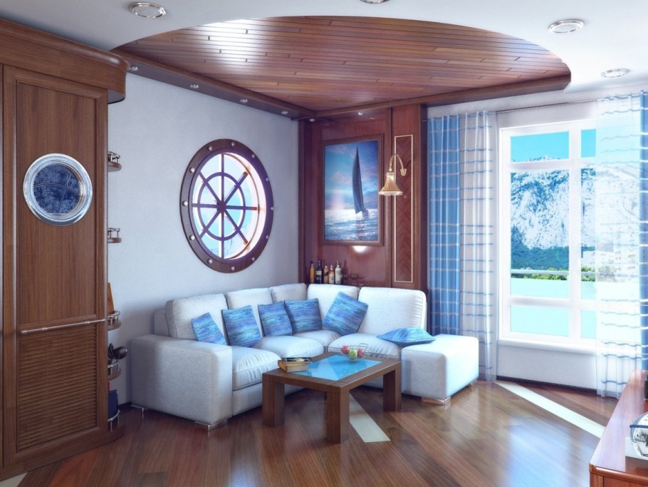 Гостиная в морском стиле