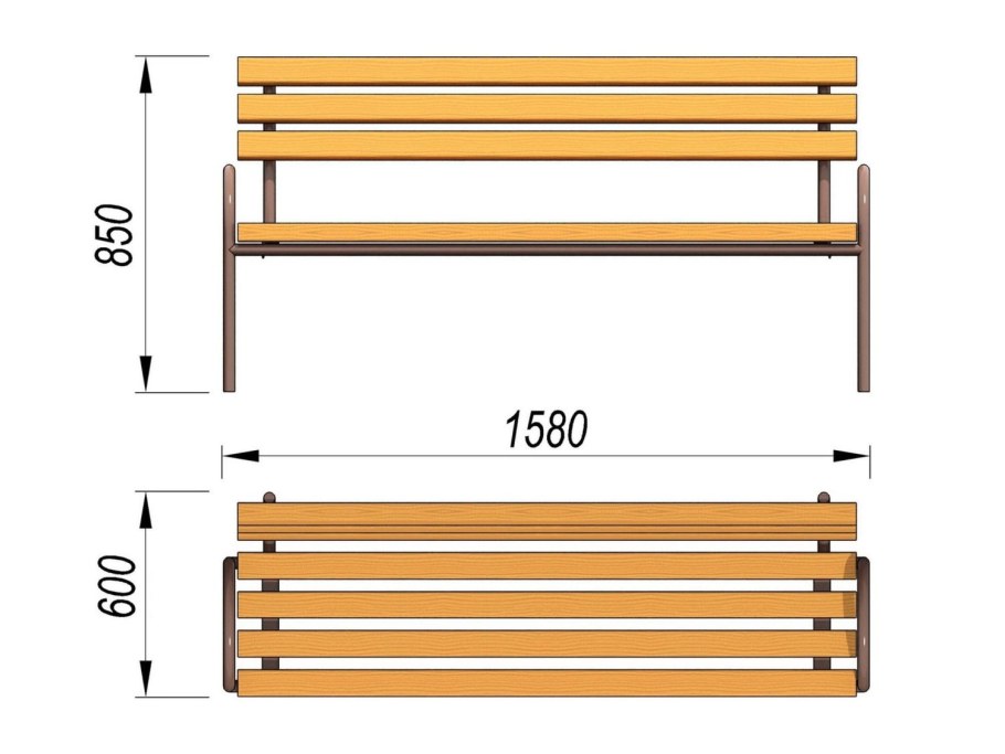 Лавочка Парковая со спинкой № 2.1605,