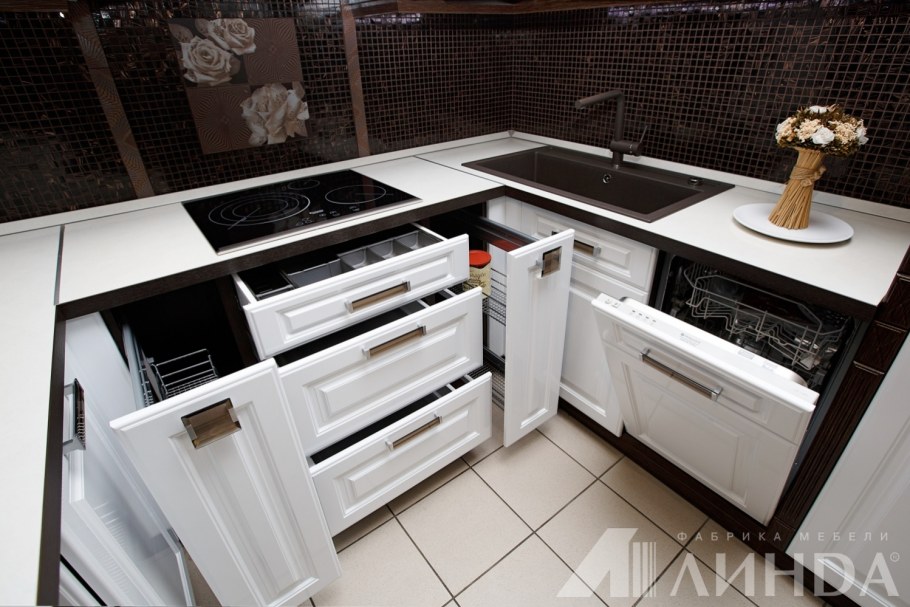 П образные кухни со встроенной техникой