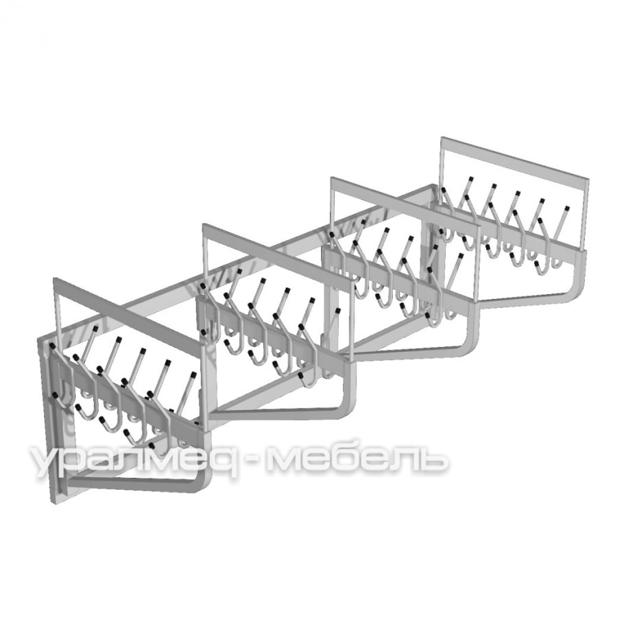 Вешалка гардеробная настенная, 48 крючков 1810х820х740 мм (ВГН)