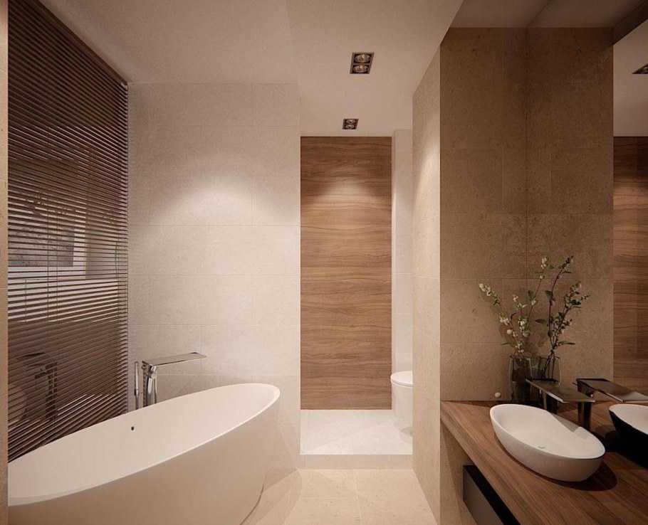 Ванная комната в бежевых тонах