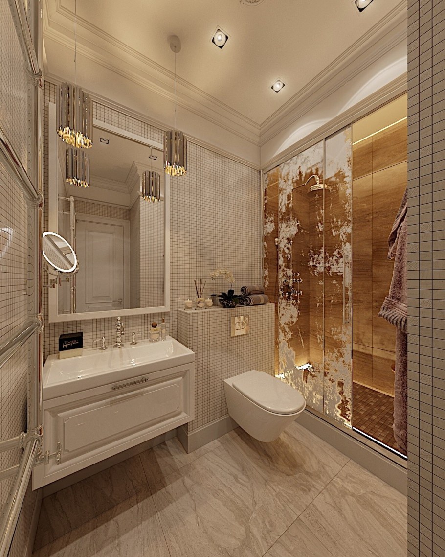 Ванная комната в бежевом цвете