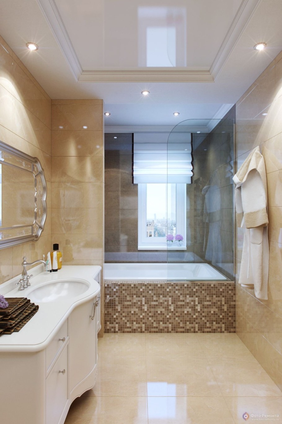 Ванная в бежевом цвете