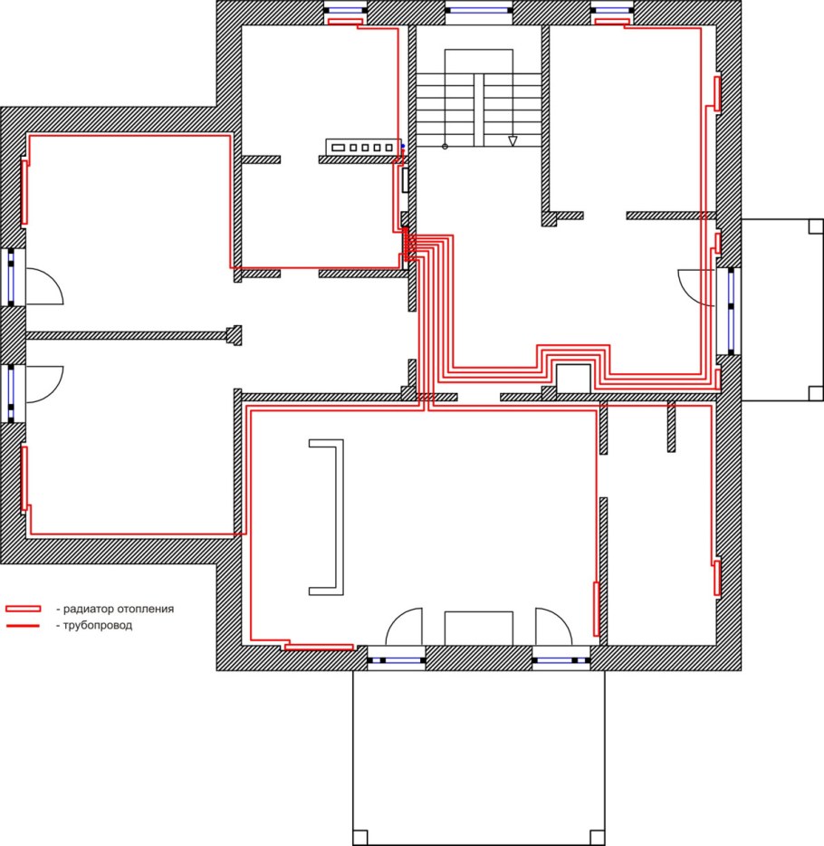 Схема отопления в квартире чертеж