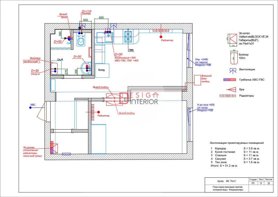План отопительных приборов