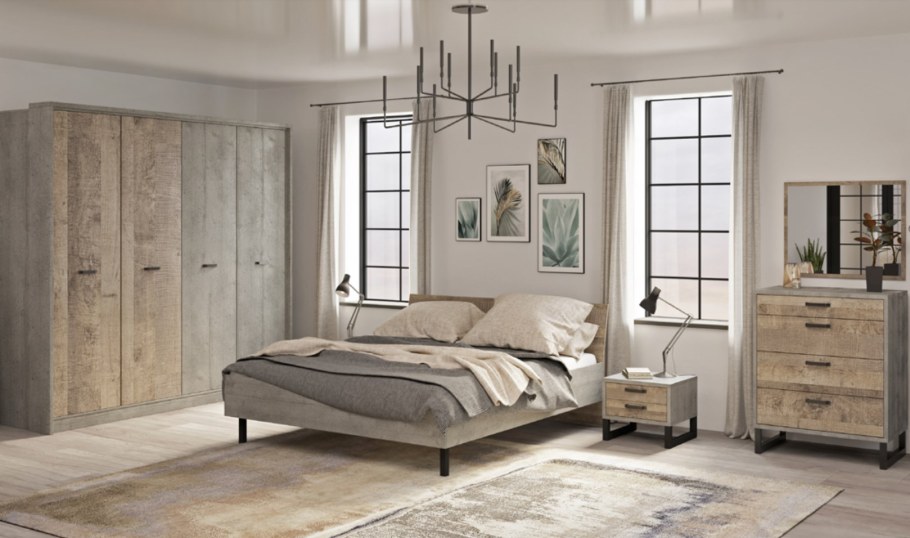 Спальня Бари шкаф 4д ВУДКОН/дуб гранж