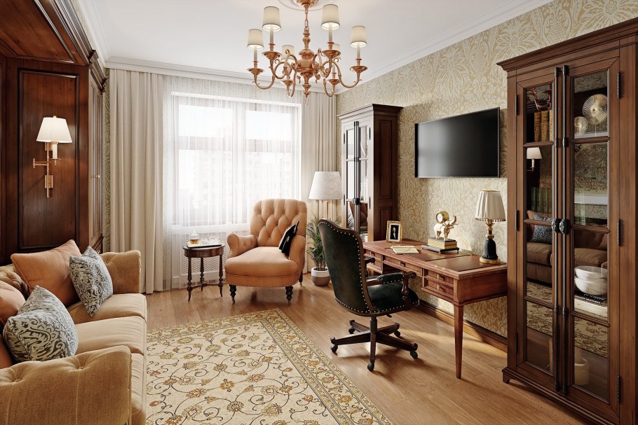 Концептуальный интерьер гостиной