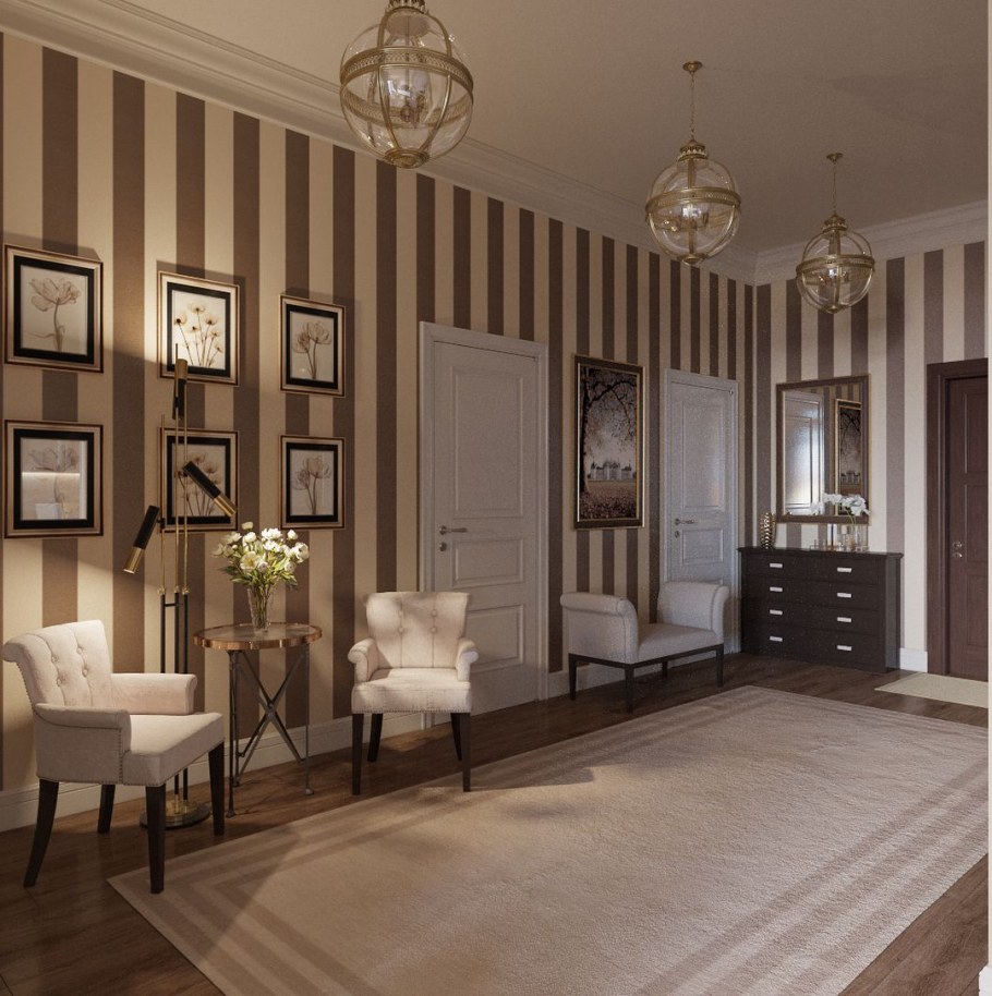 Темный интерьер гостиной