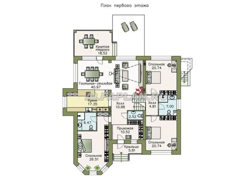 Проекты двухэтажных домов alfaplan