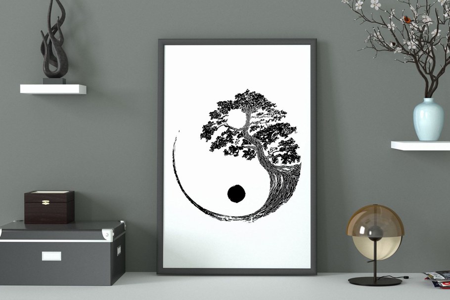 Yin yang Bonsai Tree Japanese Buddhist Zen